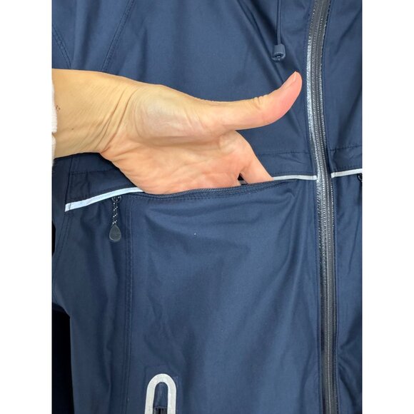 Vineyard Vines Rain Jacket Women S Stow Go Windbreaker Hoodie Navy Blue Pockets - Picture 6 of 12